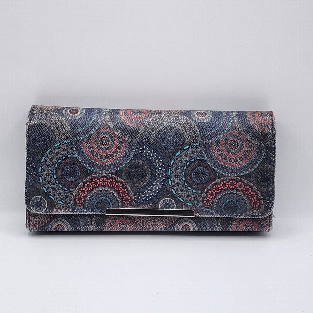 Dressbarn Coated Canvas Wallet Credit Card Slots 2 Zip Coin Organizing Pockets